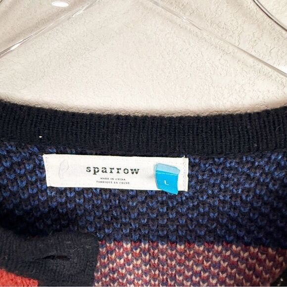 Sparrow Anthropologie Wool Blend Aztec Chunky Oversized Sweater Cardigan Large - Picture 2 of 7